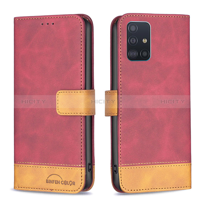 Funda de Cuero Cartera con Soporte Carcasa B02F para Samsung Galaxy A51 5G Rojo