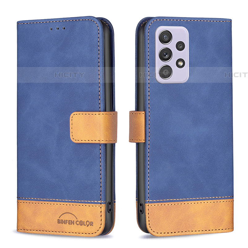 Funda de Cuero Cartera con Soporte Carcasa B02F para Samsung Galaxy A52 4G Azul