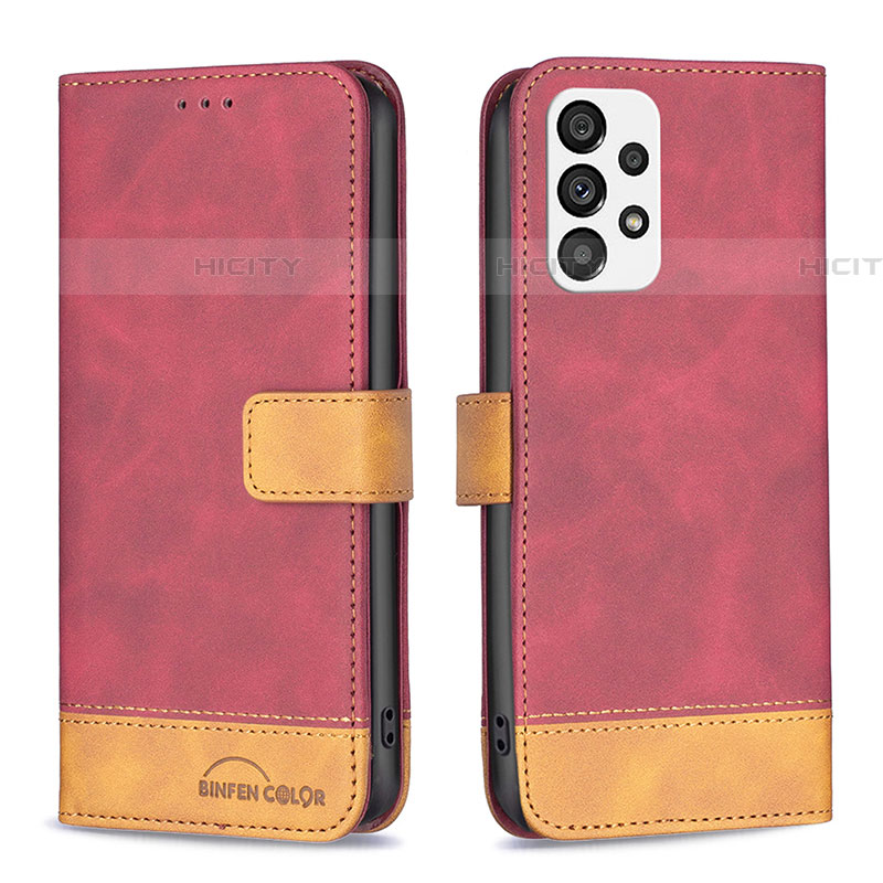 Funda de Cuero Cartera con Soporte Carcasa B02F para Samsung Galaxy A73 5G Rojo