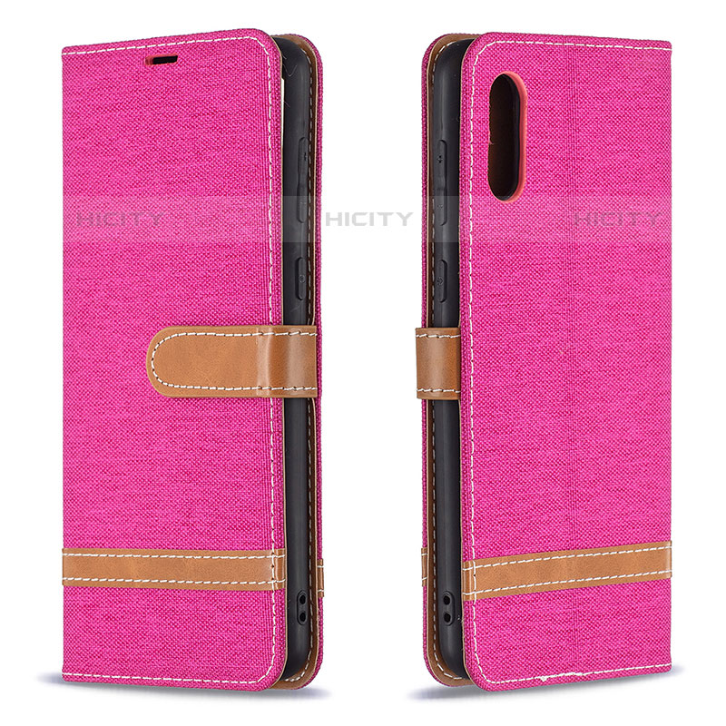 Funda de Cuero Cartera con Soporte Carcasa B02F para Samsung Galaxy M02 Rosa Roja