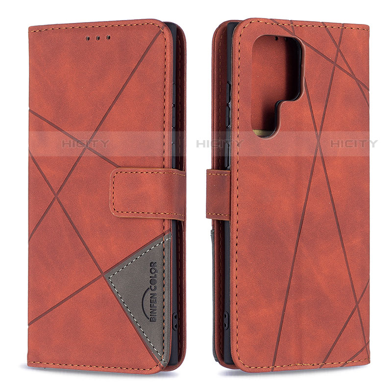 Funda de Cuero Cartera con Soporte Carcasa B02F para Samsung Galaxy S21 Ultra 5G Marron