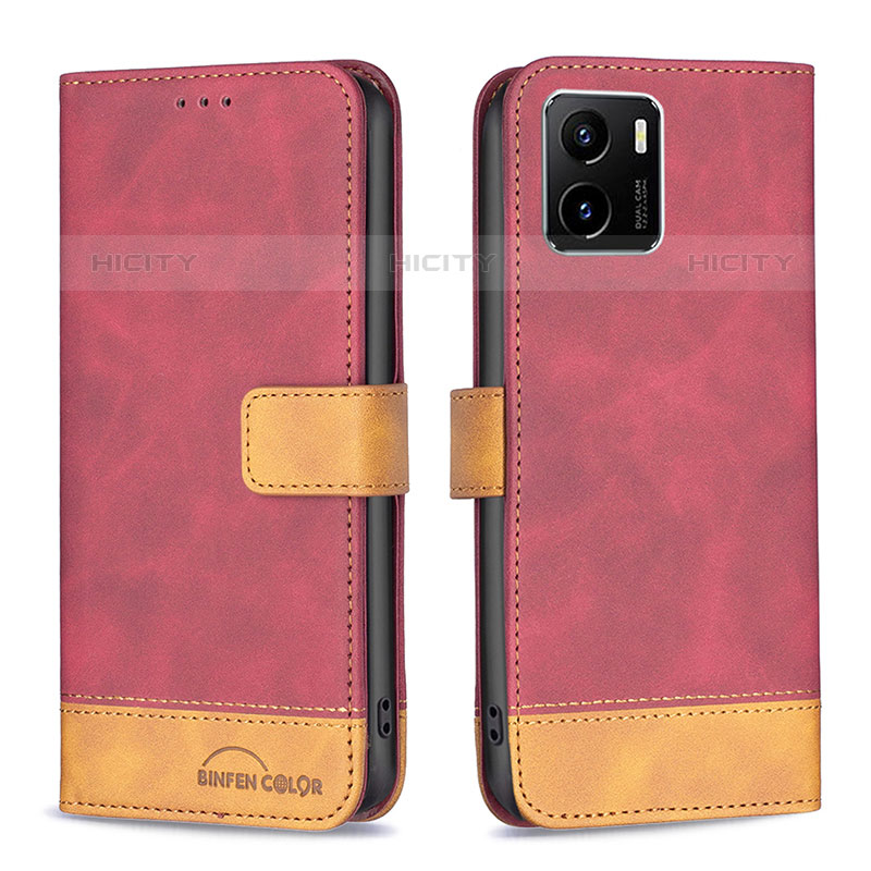 Funda de Cuero Cartera con Soporte Carcasa B02F para Vivo iQOO U5x Rojo