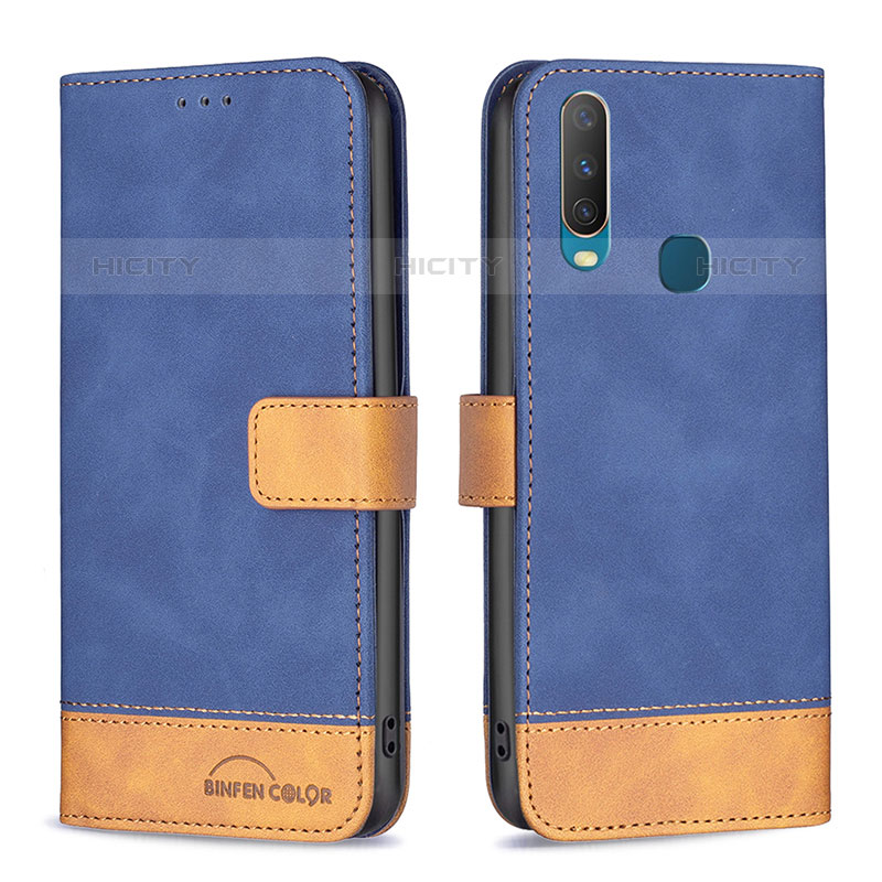 Funda de Cuero Cartera con Soporte Carcasa B02F para Vivo Y11 Azul