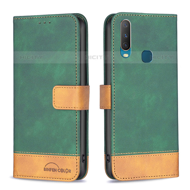 Funda de Cuero Cartera con Soporte Carcasa B02F para Vivo Y11 Verde