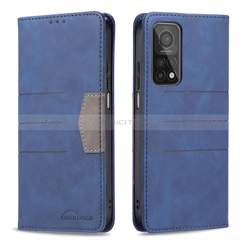 Funda de Cuero Cartera con Soporte Carcasa B02F para Xiaomi Mi 10T Pro 5G Azul