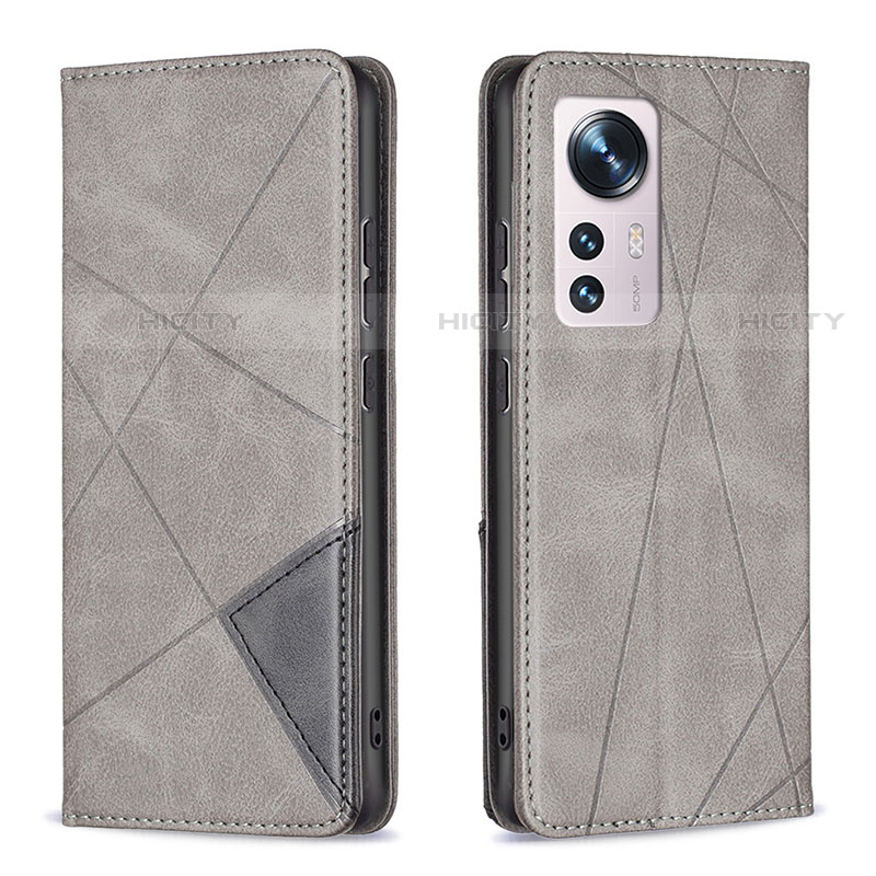 Funda de Cuero Cartera con Soporte Carcasa B02F para Xiaomi Mi 12S 5G Gris