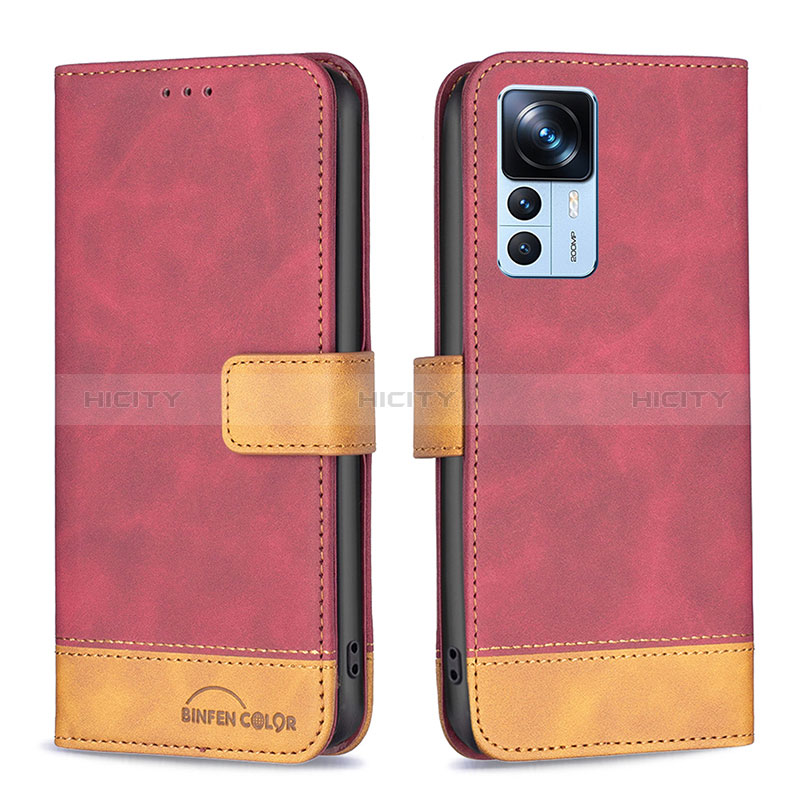 Funda de Cuero Cartera con Soporte Carcasa B02F para Xiaomi Mi 12T 5G Rojo