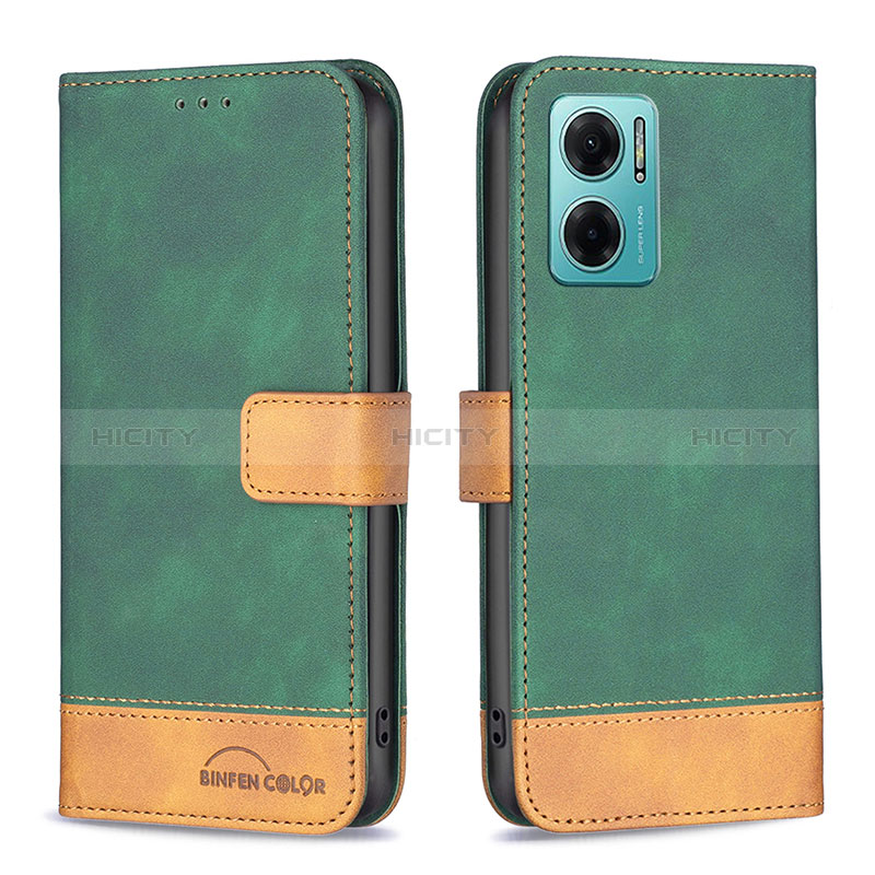 Funda de Cuero Cartera con Soporte Carcasa B02F para Xiaomi Redmi 10 5G Verde