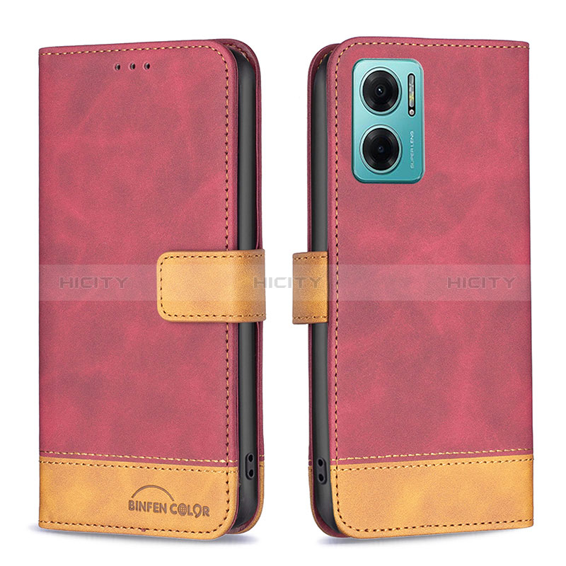 Funda de Cuero Cartera con Soporte Carcasa B02F para Xiaomi Redmi 10 Prime Plus 5G Rojo