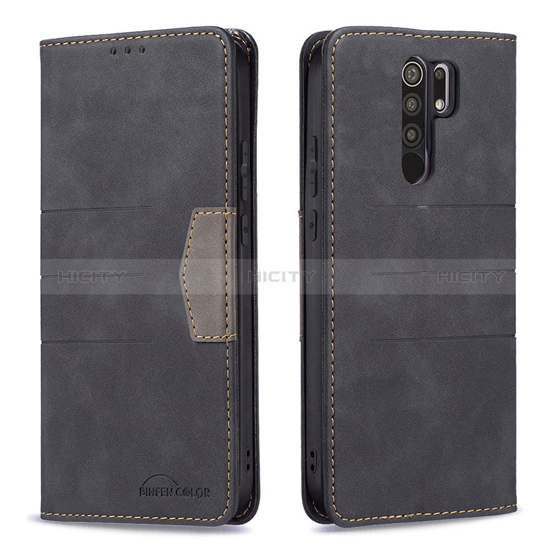 Funda de Cuero Cartera con Soporte Carcasa B02F para Xiaomi Redmi 9 Negro