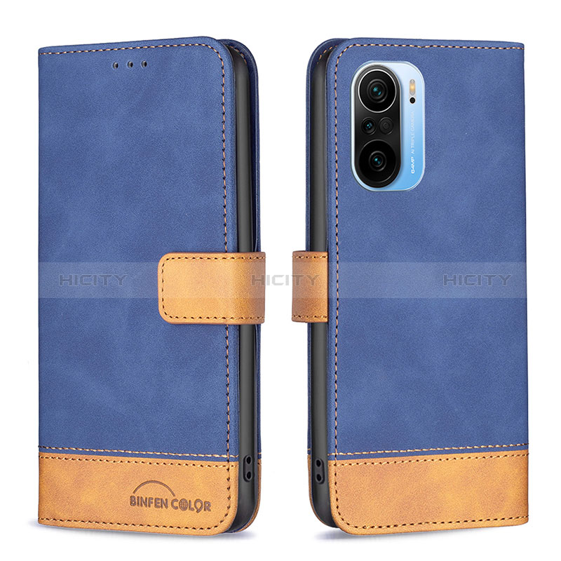 Funda de Cuero Cartera con Soporte Carcasa B02F para Xiaomi Redmi K40 Pro 5G Azul