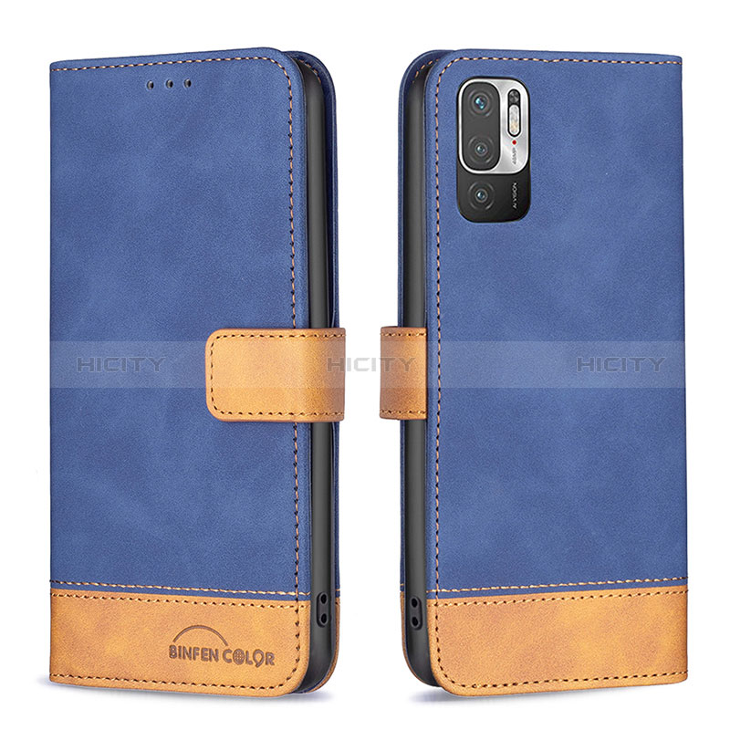 Funda de Cuero Cartera con Soporte Carcasa B02F para Xiaomi Redmi Note 10T 5G Azul