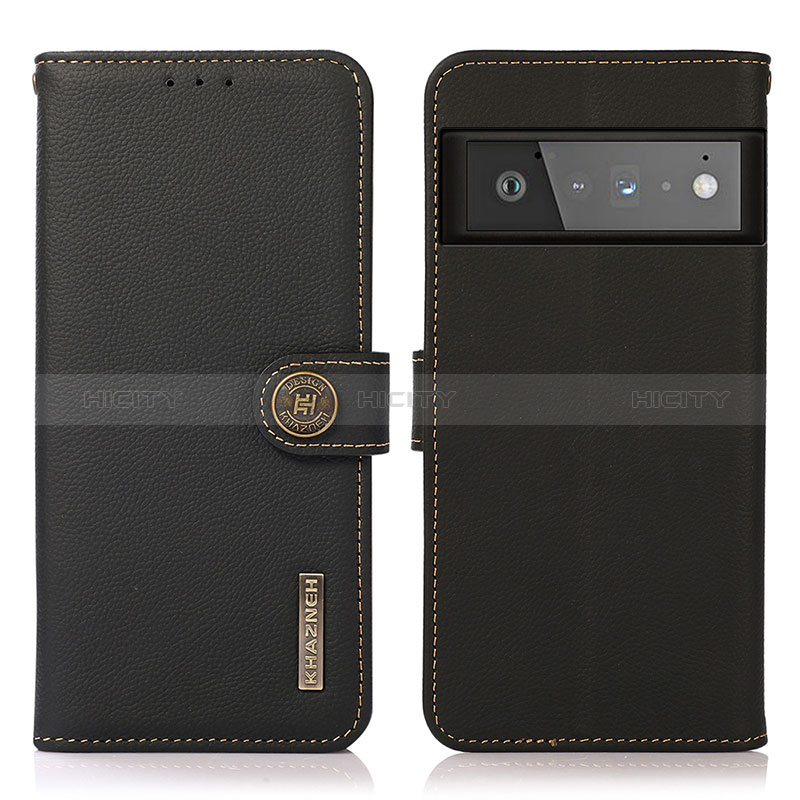 Funda de Cuero Cartera con Soporte Carcasa B02H para Google Pixel 6 Pro 5G Negro