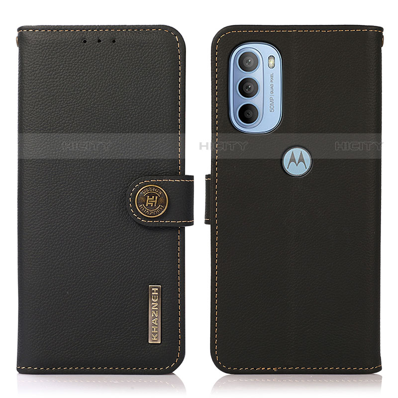 Funda de Cuero Cartera con Soporte Carcasa B02H para Motorola Moto G31 Negro