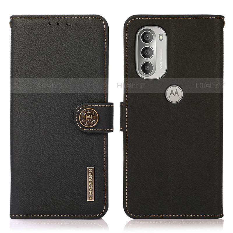 Funda de Cuero Cartera con Soporte Carcasa B02H para Motorola Moto G51 5G Negro