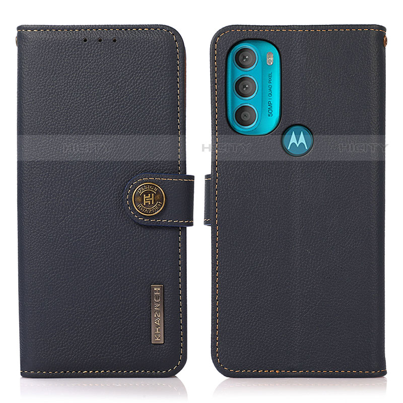 Funda de Cuero Cartera con Soporte Carcasa B02H para Motorola Moto G71 5G Azul