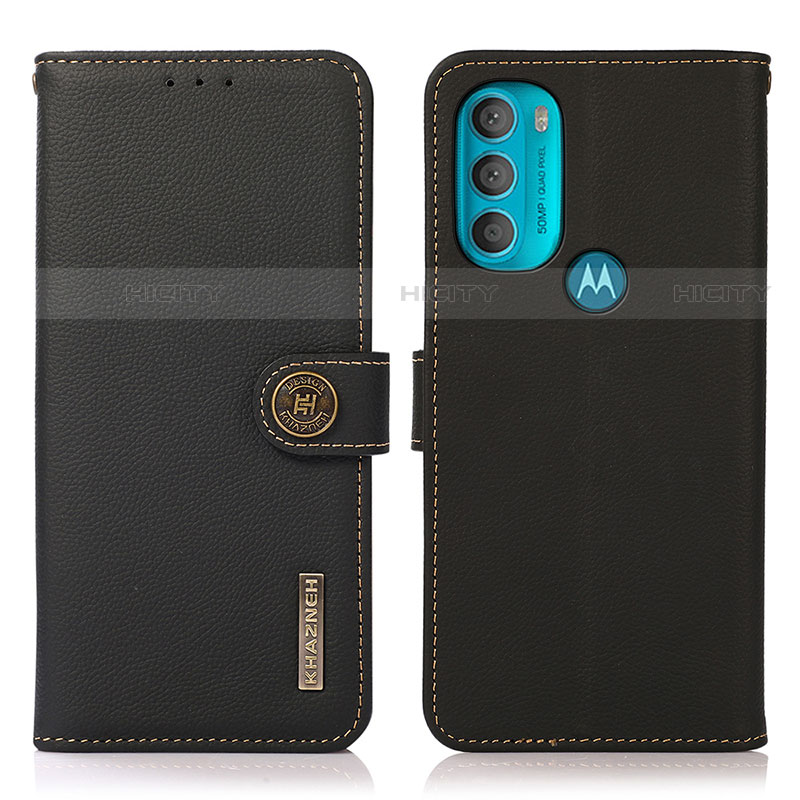 Funda de Cuero Cartera con Soporte Carcasa B02H para Motorola Moto G71 5G Negro