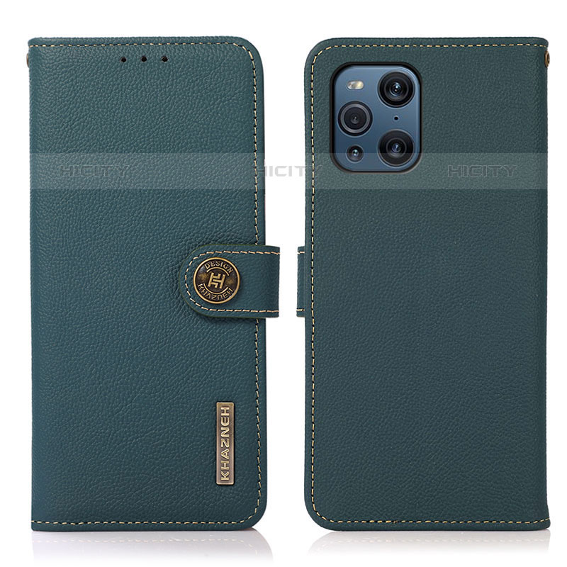 Funda de Cuero Cartera con Soporte Carcasa B02H para Oppo Find X3 Pro 5G Verde