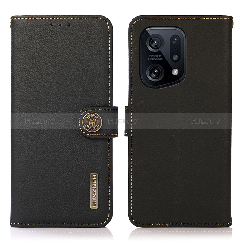 Funda de Cuero Cartera con Soporte Carcasa B02H para Oppo Find X5 5G Negro