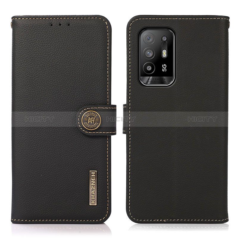 Funda de Cuero Cartera con Soporte Carcasa B02H para Oppo Reno5 Lite Negro