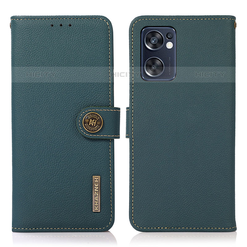 Funda de Cuero Cartera con Soporte Carcasa B02H para Oppo Reno7 SE 5G Verde