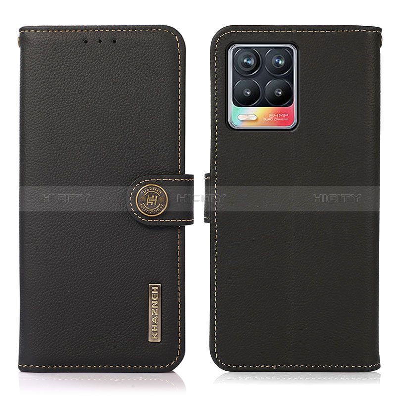 Funda de Cuero Cartera con Soporte Carcasa B02H para Realme 8 Pro Negro