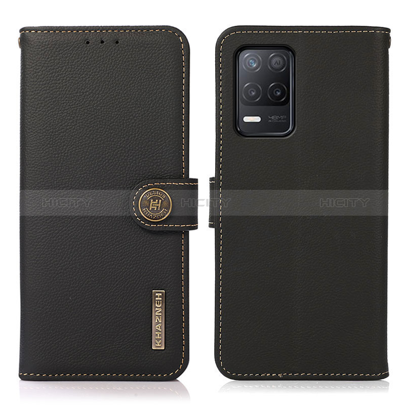 Funda de Cuero Cartera con Soporte Carcasa B02H para Realme 8s 5G Negro