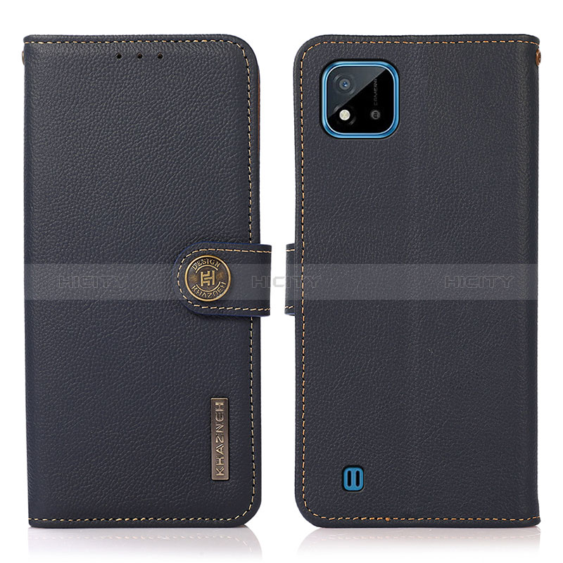 Funda de Cuero Cartera con Soporte Carcasa B02H para Realme C20A Azul