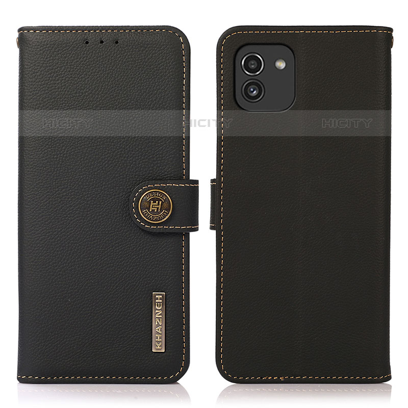 Funda de Cuero Cartera con Soporte Carcasa B02H para Samsung Galaxy A03 Negro