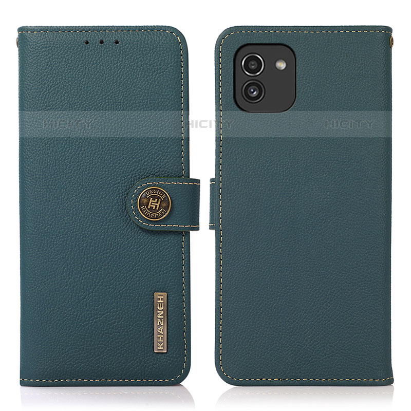 Funda de Cuero Cartera con Soporte Carcasa B02H para Samsung Galaxy A03 Verde