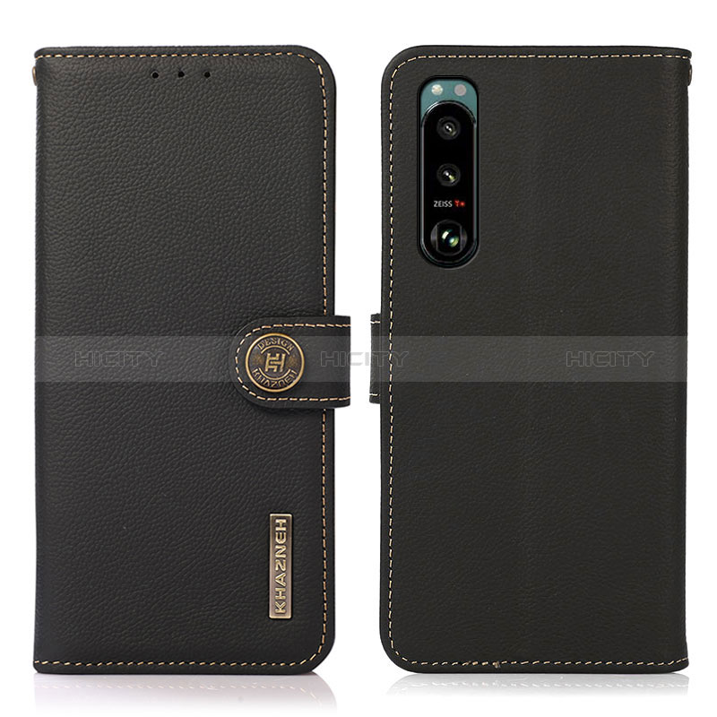 Funda de Cuero Cartera con Soporte Carcasa B02H para Sony Xperia 5 III Negro