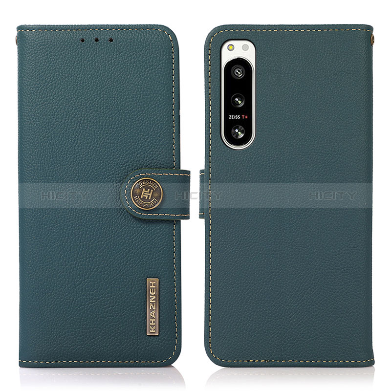 Funda de Cuero Cartera con Soporte Carcasa B02H para Sony Xperia 5 IV Verde