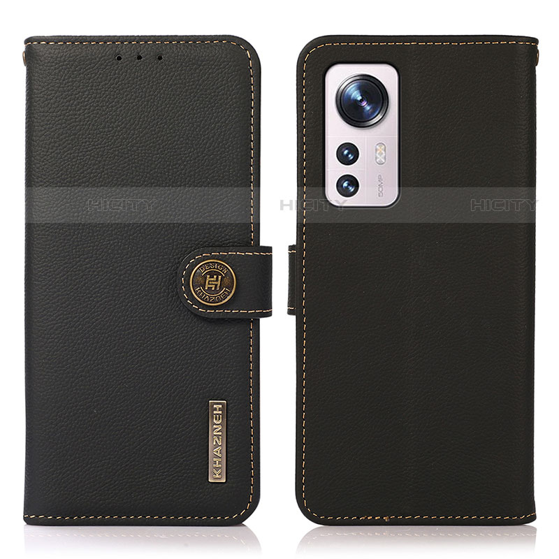 Funda de Cuero Cartera con Soporte Carcasa B02H para Xiaomi Mi 12 Pro 5G Negro