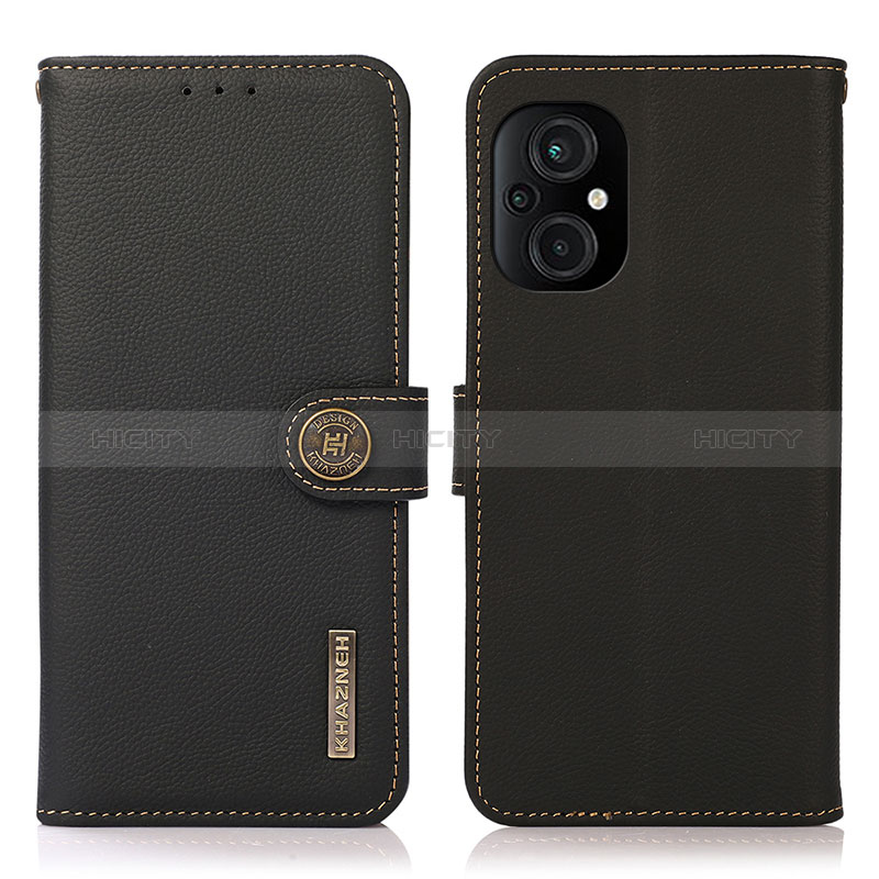 Funda de Cuero Cartera con Soporte Carcasa B02H para Xiaomi Poco M5 4G Negro