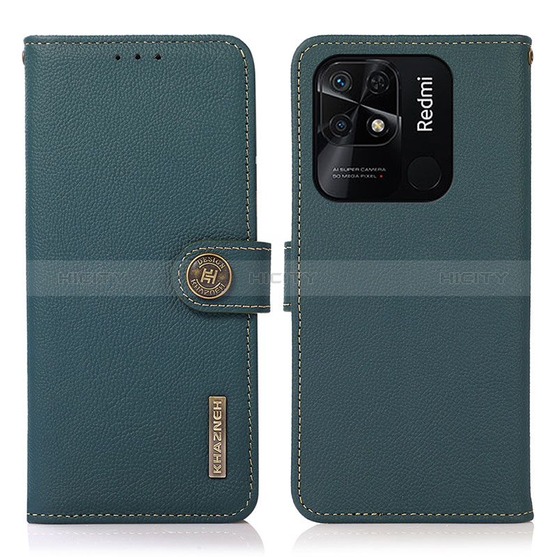 Funda de Cuero Cartera con Soporte Carcasa B02H para Xiaomi Redmi 10 India Verde