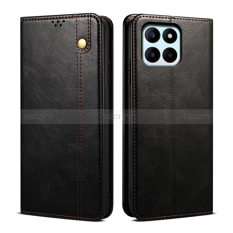 Funda de Cuero Cartera con Soporte Carcasa B02S para Huawei Honor X6a Negro