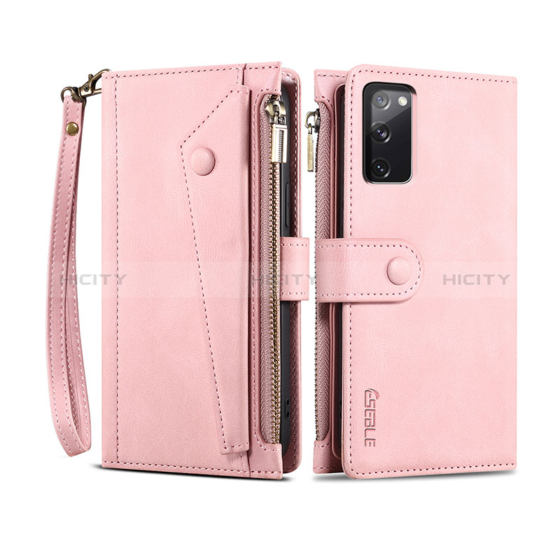 Funda de Cuero Cartera con Soporte Carcasa B02S para Samsung Galaxy S20 FE 4G Oro Rosa