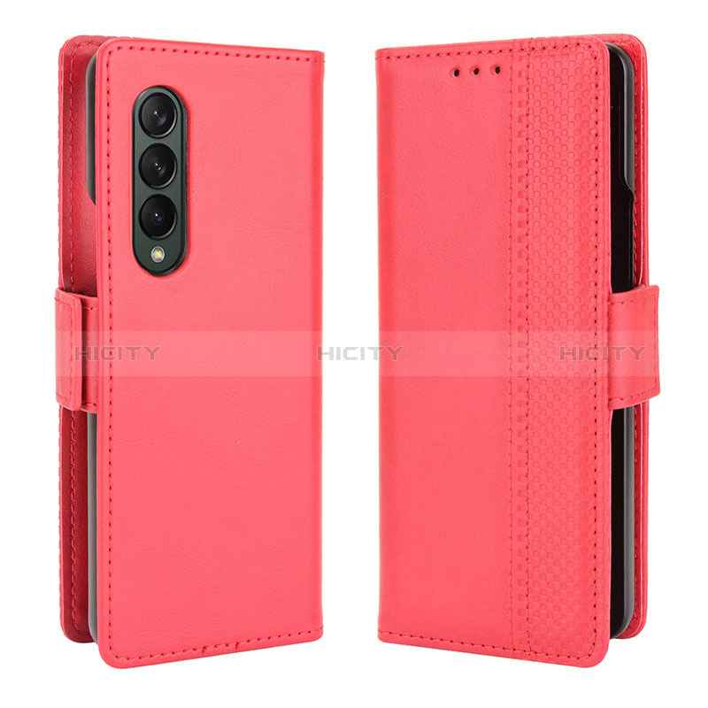 Funda de Cuero Cartera con Soporte Carcasa B02Y para Samsung Galaxy Z Fold3 5G Rojo