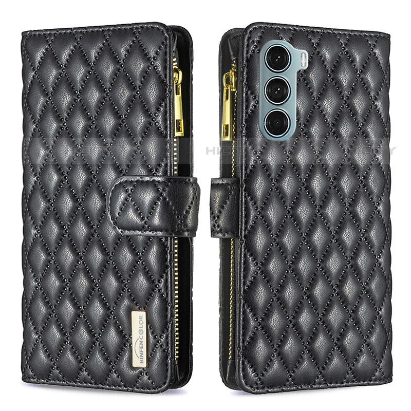 Funda de Cuero Cartera con Soporte Carcasa B03F para Motorola Moto G200 5G Negro