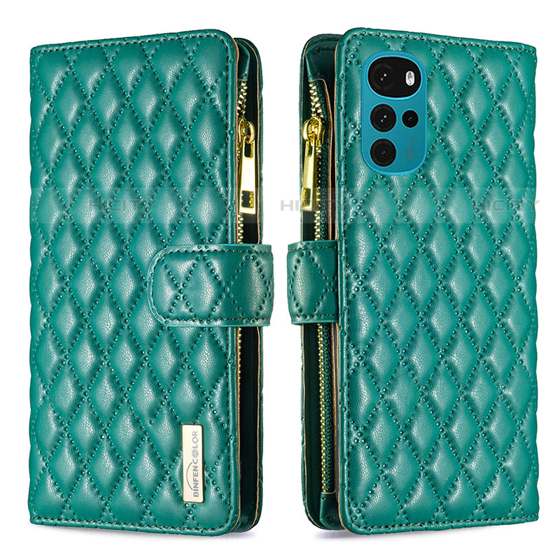 Funda de Cuero Cartera con Soporte Carcasa B03F para Motorola Moto G22 Verde