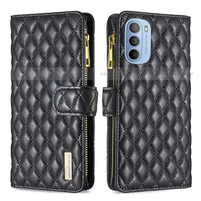 Funda de Cuero Cartera con Soporte Carcasa B03F para Motorola Moto G31 Negro