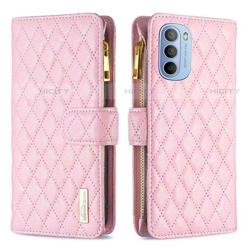 Funda de Cuero Cartera con Soporte Carcasa B03F para Motorola Moto G31 Rosa