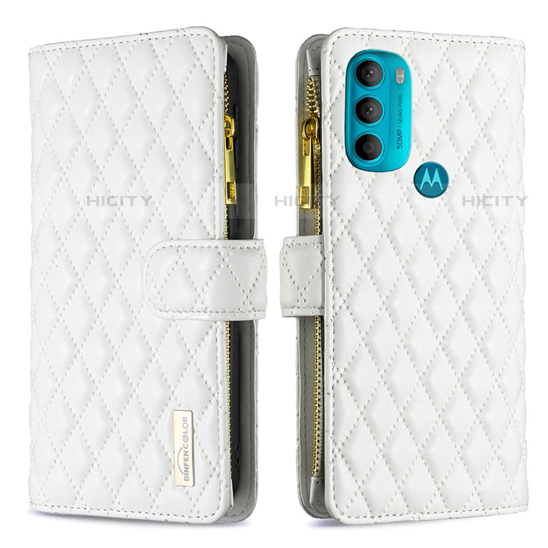 Funda de Cuero Cartera con Soporte Carcasa B03F para Motorola Moto G71 5G Blanco