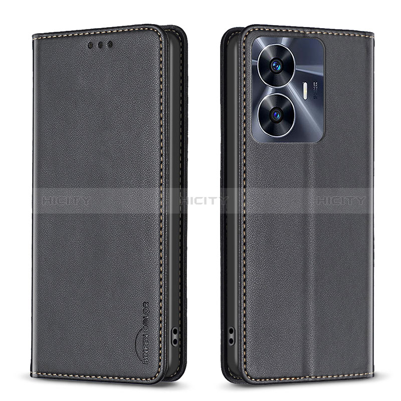 Funda de Cuero Cartera con Soporte Carcasa B03F para Realme C55 Negro