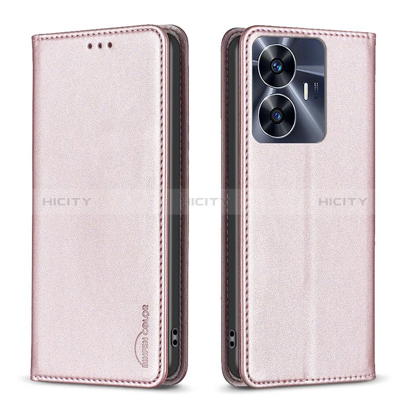 Funda de Cuero Cartera con Soporte Carcasa B03F para Realme C55 Oro Rosa