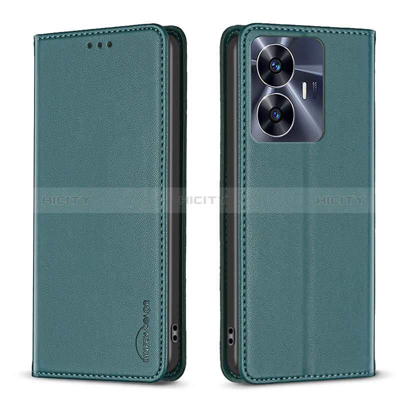 Funda de Cuero Cartera con Soporte Carcasa B03F para Realme C55 Verde