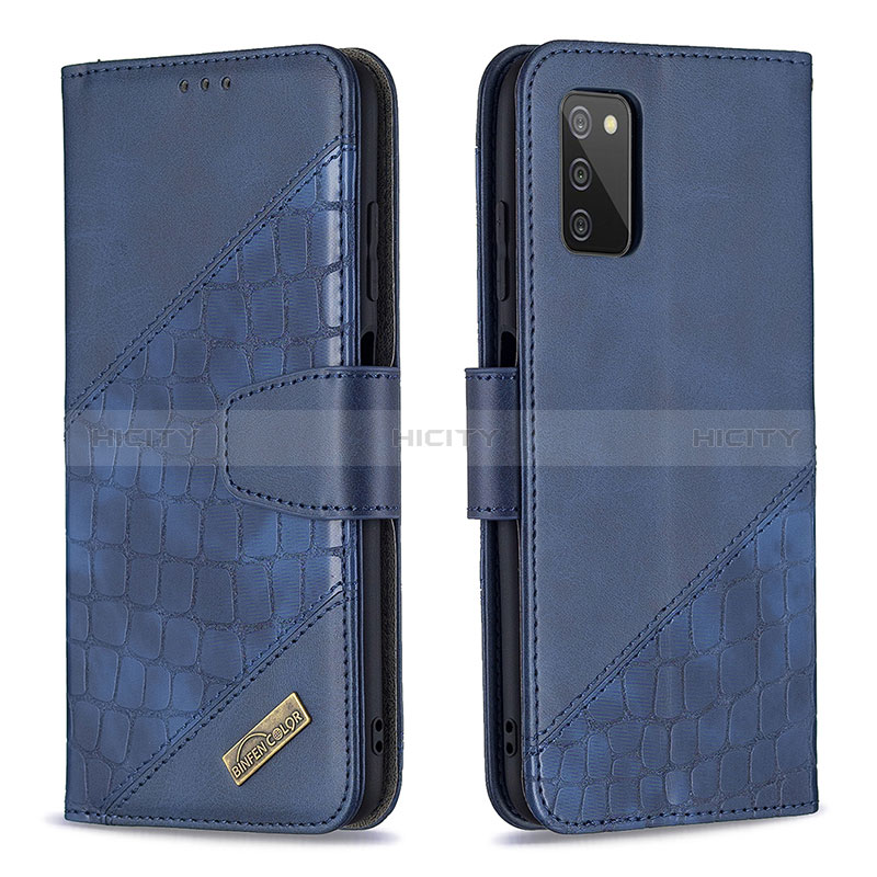 Funda de Cuero Cartera con Soporte Carcasa B03F para Samsung Galaxy A02s Azul