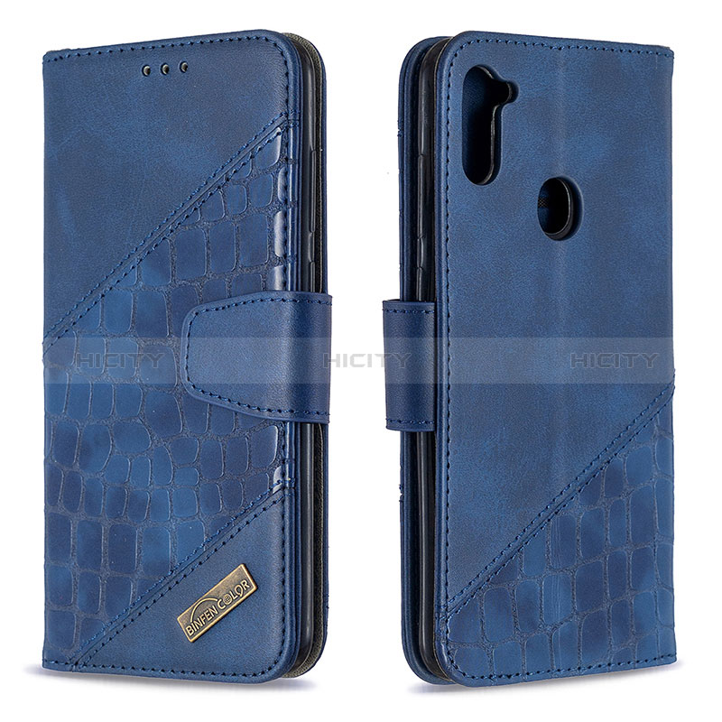 Funda de Cuero Cartera con Soporte Carcasa B03F para Samsung Galaxy A11 Azul