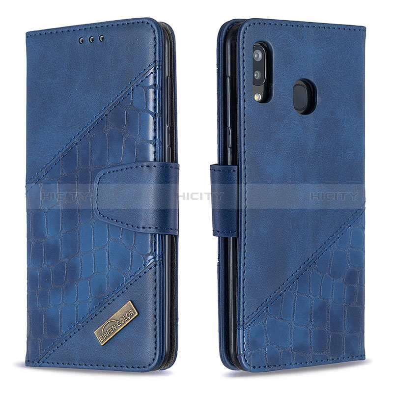 Funda de Cuero Cartera con Soporte Carcasa B03F para Samsung Galaxy A20