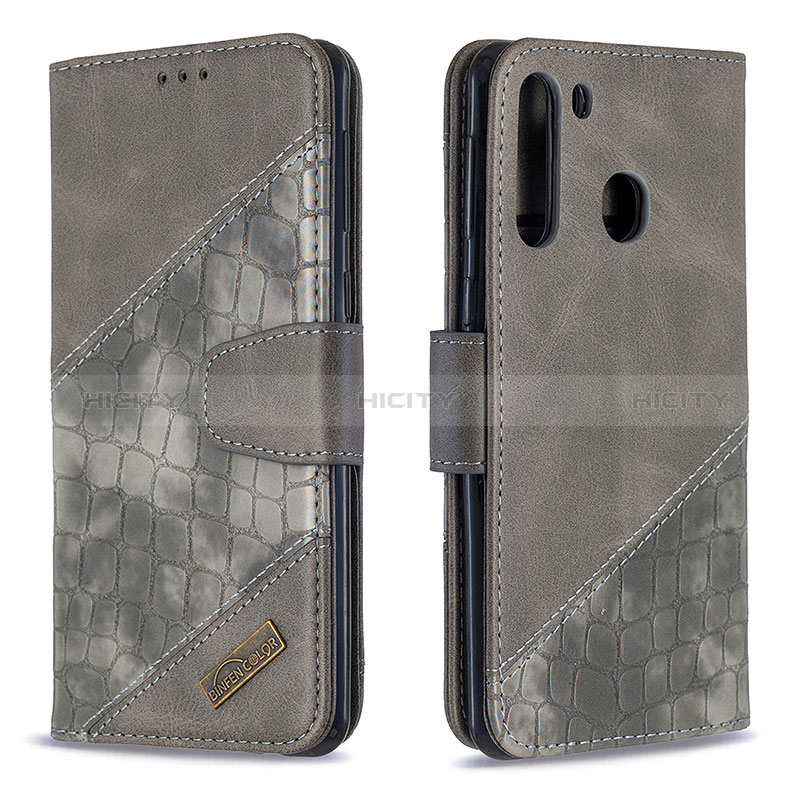 Funda de Cuero Cartera con Soporte Carcasa B03F para Samsung Galaxy A21